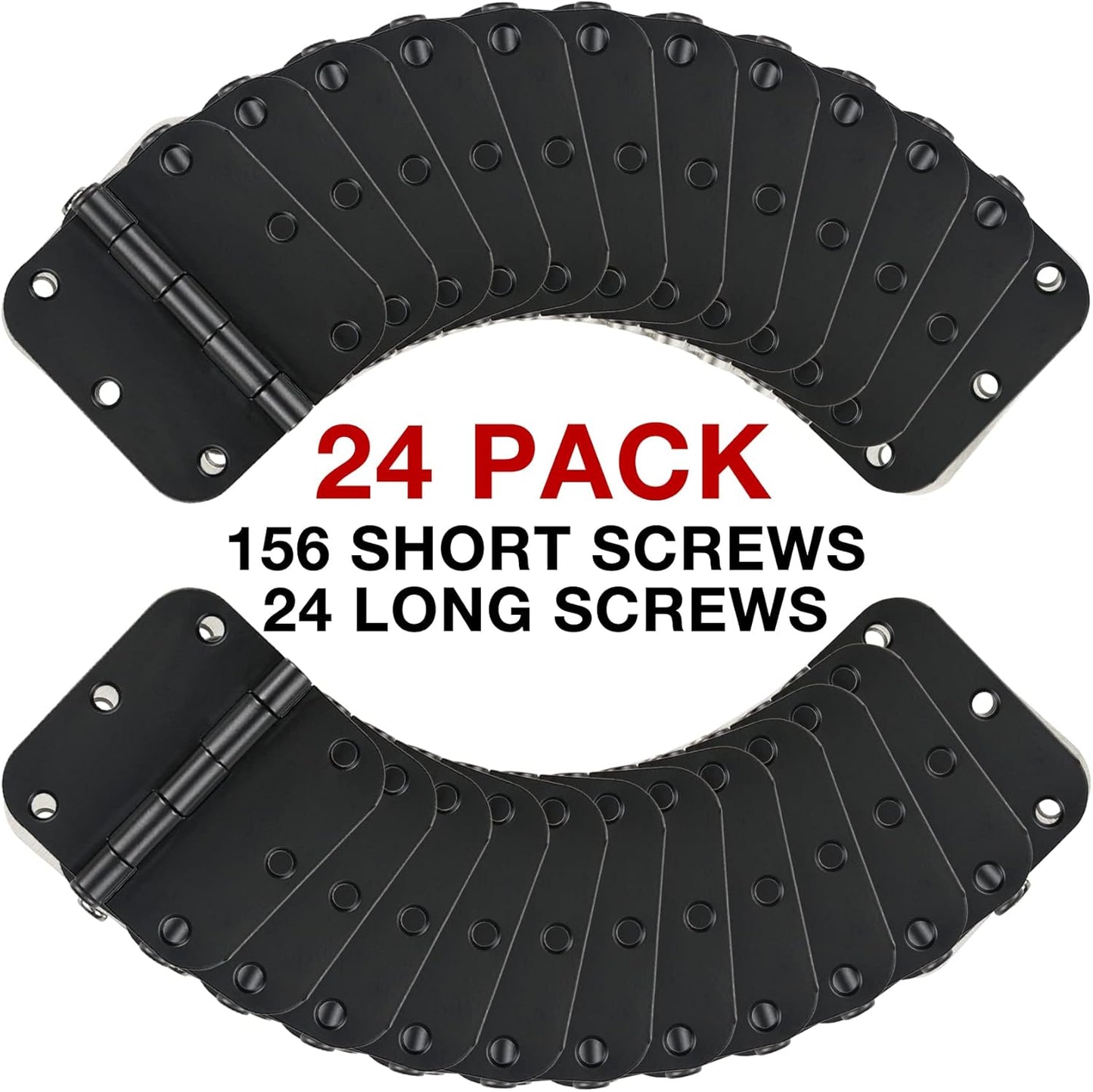 24 Pack Matte Black Door Hinges 3.5 x 3.5 Inch Interior 3 1/2 Inch Door Hinges for Doors Rounded 5/8" Radius Corners Flat Iron Hinge 3 ½"x 3 ½" Door Hardware Bisagras para Puertas Bedroom Home Decor