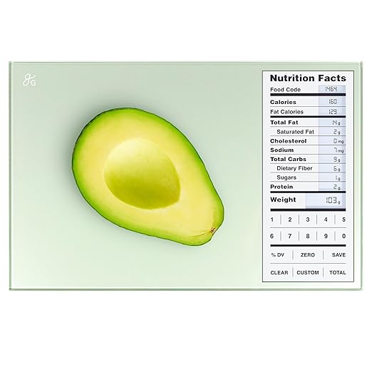 Greater Goods Nutrition Scale with Food Grade Glass, Perfect for Calorie Counting, Meal Prep, and Weight Loss (Sage Green)