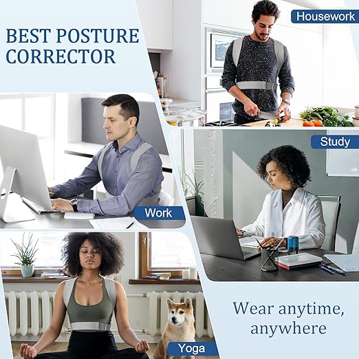 Posture Corrector for Women and Men, Adjustable Back Straightener, Upper Back Support Brace, Hunchback Posture Corrector - Relieves Neck, Shoulder, Back Pain