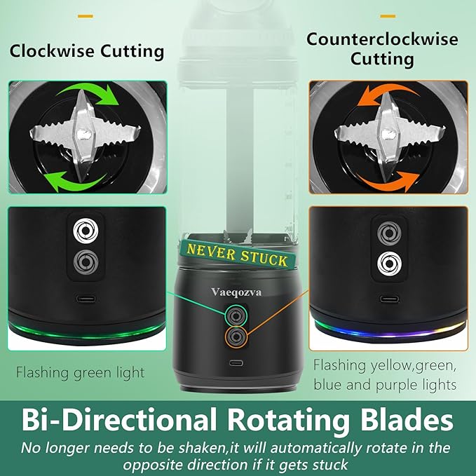 Portable Blender for Shakes and Smoothies, 24oz 300W Travel Blender on the Go USB Rechargeable Personal Blender for Smoothies Protein Shakes with a Travel Lid & BPA Free Bottle(Grey Cap Black Body)