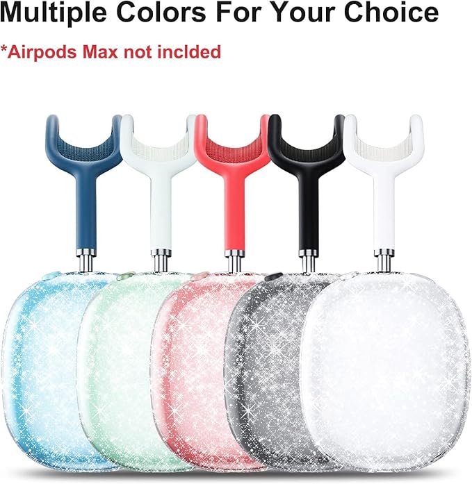 for AirPods Max Case Clear Black Glitter,Clear Case for Airpods Max Case Cover,Shockproof Anti-Scratch Soft TPU Protective Case No-Yellowing Accessories for AirPod Max Headphone-Black Glitter