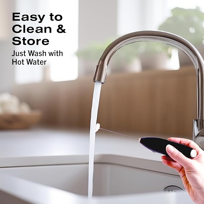 Bean Envy Milk Frother Handheld for Coffee - Electric Hand Blender, Mini Drink Mixer Whisk & Coffee Foamer Wand with Stand for Lattes, Cappuccino, Matcha and Hot Chocolate - Kitchen Gifts - Black