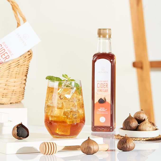 Homtiem Black Garlic Cider Vinegar – Naturally Fermented Vinegar Made with Black Garlic and Cider Vinegar, Gluten Free, Rich in Health Benefits, Ideal for Salad Dressings, Sauces, Drinks, and Healthy Recipes (350ml, Pack of 2)