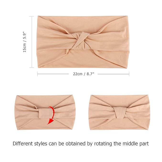 DRESHOW 4 Pack Turban Headbands for Women Wide Vintage Head Wraps Knotted Cute Hair Band Accessories