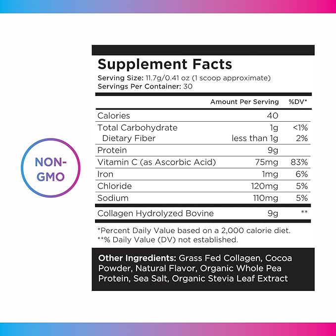 Livingood Daily Chocolate Collagen Powder for Women & Men, Hydrolyzed Collagen Peptides Powder with Vitamin C, Protein with 20 Amino Acids, Type I & III, Grass Fed, Keto, Paleo, Gluten Free, 30 Srvgs