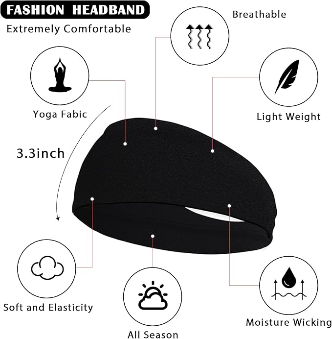 JOYOYO Unisex Headbands for Women's Hair Soft Stretchy Fabric Kylie Head Band Bandeaux Hair Accessories for Workout Gym Yoga Hair Band,100% Pure Cotton