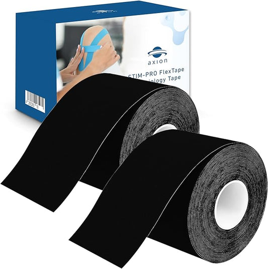 Kinesiology Tapes 2 Uncut Rolls Black | Waterproof • Skin-Friendly • Elastic • Self-Adhesive Fitness Bandage | Physio Tape Ideal for Sports & Everyday Use - axion