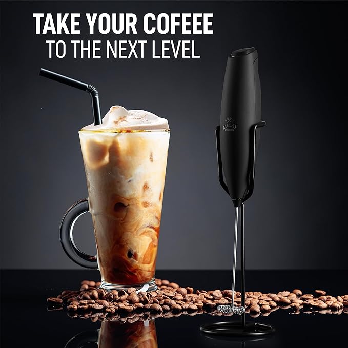 Zulay Kitchen Executive Series Milk Frother Wand - Upgraded & Improved Stand - Ideal Coffee Gift - Coffee Frother Handheld Foam Maker For Lattes - Electric Milk Frother Handheld For Cappuccino