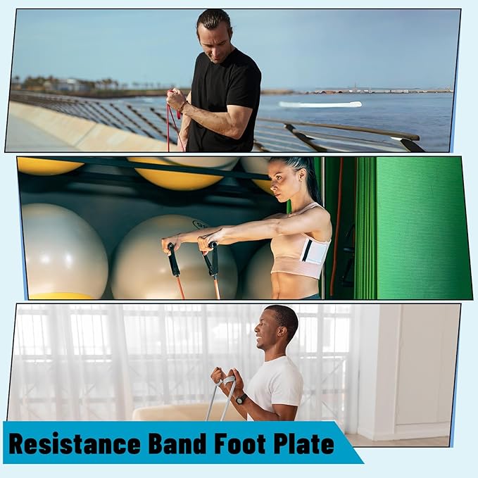 Wooden Exercise Board, Resistance Band Foot Plate with Non-slip Design, Wood Fitness Board for Resistance Band Training, Workout Bands, Balance, Stretching, Flexibility Exercise Home Gym