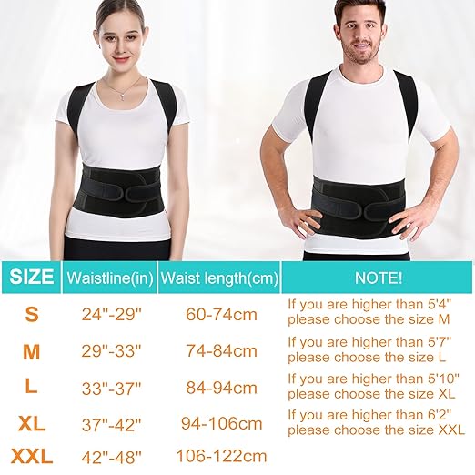 Posture Corrector for Men and Women,Adjustable Back Brace for Upper and Lower Back Pain Relief - Improve and Neck,Shoulder,Back Relieve S(24"-29")
