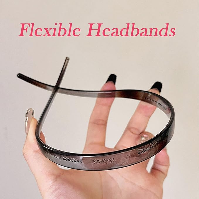 6 Pack Headbands Designed for Eyewear,Flex No Pressure Headbands for Women Fashion Comfortable Plastic Headbands with Teeth-Bright Surface