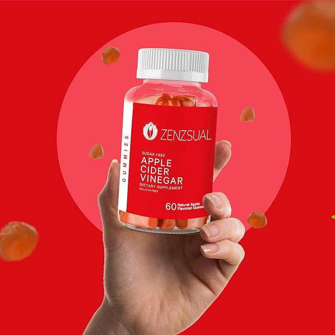 Zenzsual Apple Cider Vinegar Gummies – Digestive, Metabolism and Immune Health Support, Boost Energy – ACV Gummies with VIT B12, Beetroot & Pomegranate - Gelatin and Gluten Free (60 Gummies)