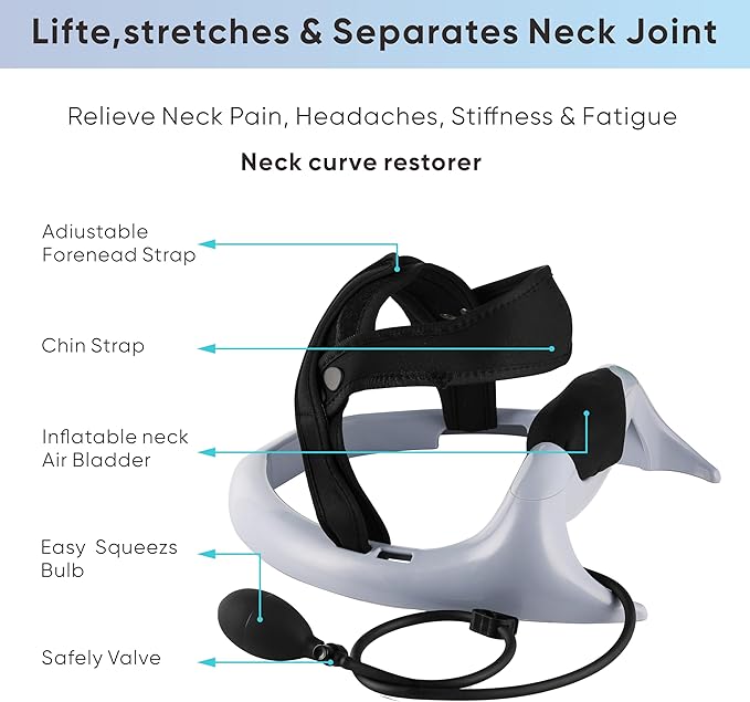 ECOGUN Posture Neck Exercising Cervical Spine Hydrator Pump, Relief for Stiffness, Relieves Neck Pain, Neck Curve Restorer Gray