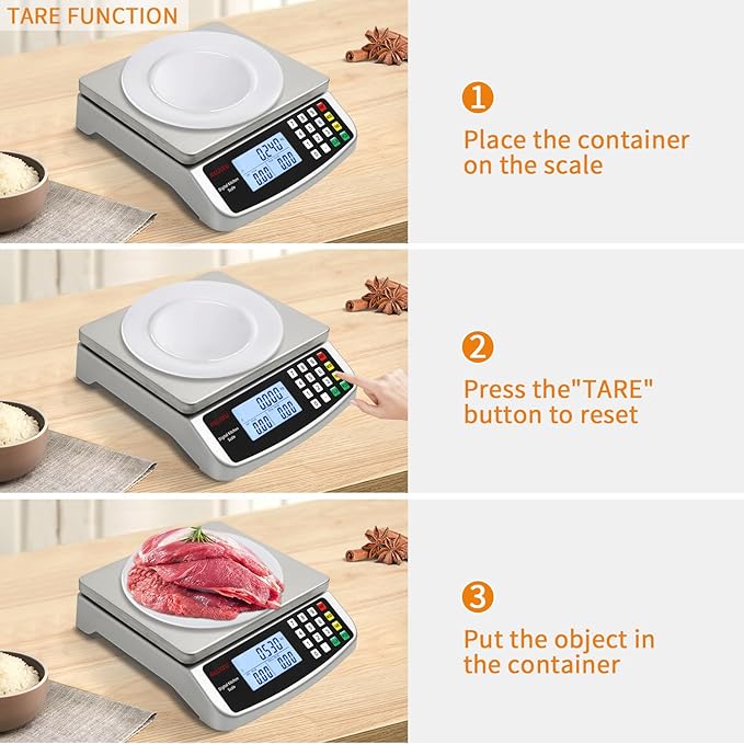 Food Scale 88lb/40kg Large Digital Kitchen Scale 0.05oz/1g with Price Computing Commercial Scale 304 Stainless Steel gram Scale for Baking Cooking Meat Restaurant ,USB or AA Battery(Included)