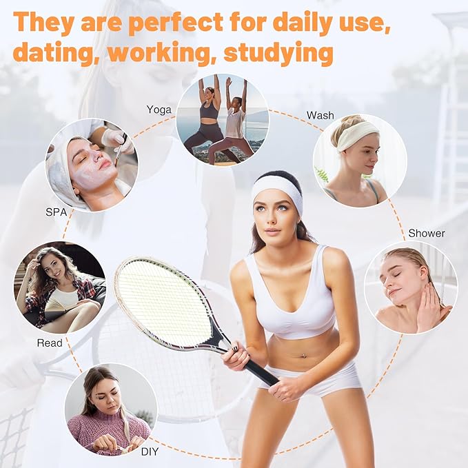 8 Pack Headbands for Women, Non Slip Makeup Headbands Hair Bands for Daily Life Makeup Spa