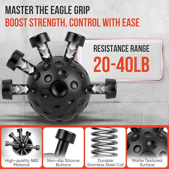 Grip Strength Trainer Kit, Adjustable Forearm Strengthener, Hand Grip Strengthener Balls, Finger Exerciser & Stretcher for Strength Training, Recovery & Flexibility