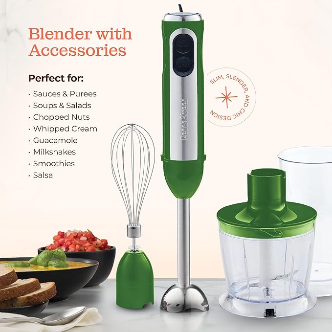Multi-Use Immersion Blender Set, Hand Blender with Powerful Copper Motor 800W, High Speed, Turbo Mode, 3-in-1 Handheld Blender Stick Stainless Steel Blades, Whisk, Beaker, Measuring Marks, and Chopper