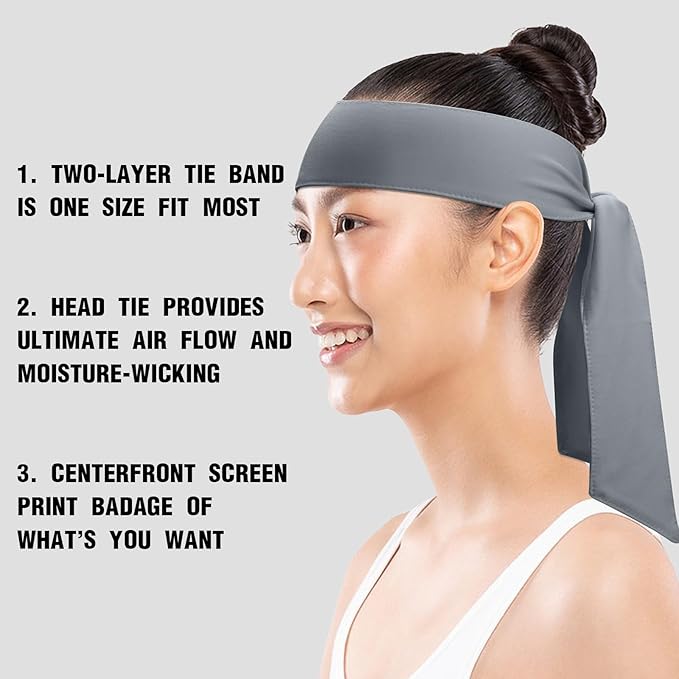 Head Ties Headband Sports Sweatband for Men Women, 3 Pack Adjustable Ninja Headband Karate Tie Back Sweat Wicking Workout Head Band for Basketball, Running, Tennis, Athletics