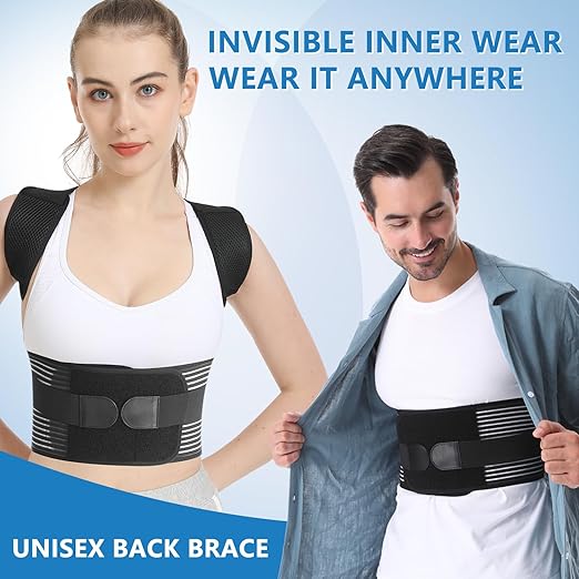 Back Brace Posture Corrector for Women & Men, Shoulder Straightener, Improve Posture Lumbar, Adjustable Full Back Support, Hunchback Correction, Upper and Lower Back Pain Relief, Scoliosis, Spine Corrector (X-Large)