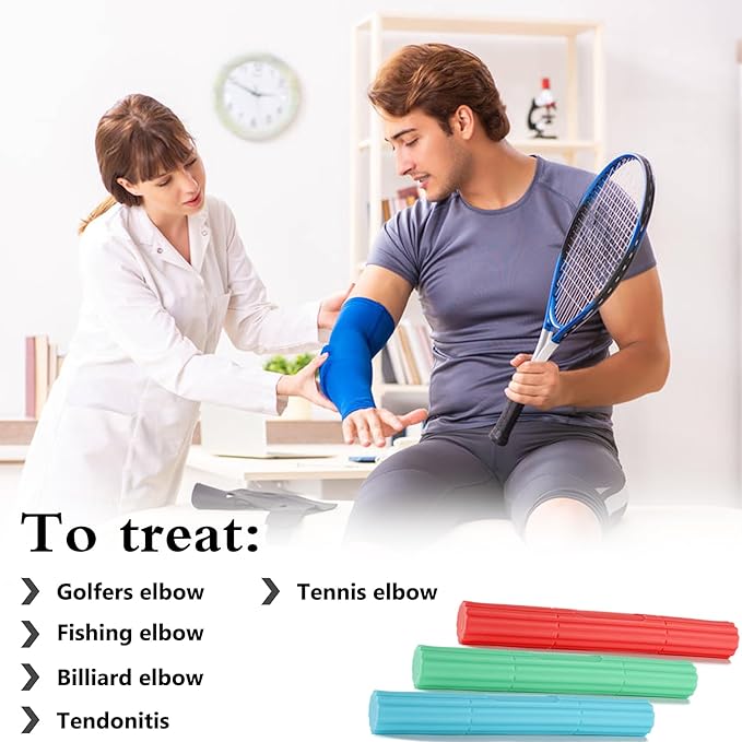 Flex Therapy Strengthener Bar for Tennis Elbow, Golfers Elbow, Tendonitis - Physical Therapy Resistance Bar for Wrist and Forearms Pain Relief