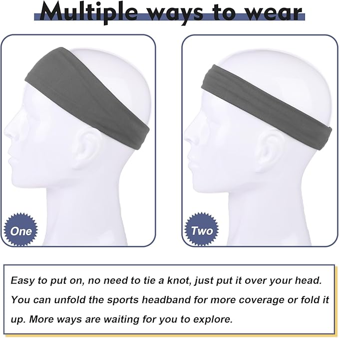 Sports Headbands for Men,Mens Running Headband Moisture Wicking Workout Headband,Running,Cycling,Basketball,Yoga,Football,Unisex
