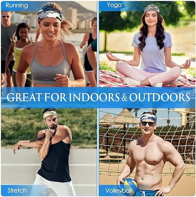 Sweat Headbands for Men,6 Pack Workout Sports Hairband for Gym, Ideal for Fitness,Running,Cycling,Hike