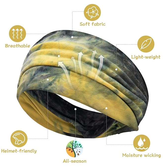 S&N Remille Wide Headbands for Women, Large Hairband, Elastic Non-Slip Headband Twist Knotted Accessories, Yoga Workout Vintage Hair 3 Pack (Colour-4)