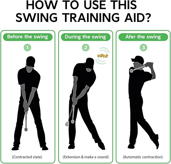 Retractable Golf Swing Training Aid - Golf Swing Trainer, Portable Grip Trainer for Indoor & Outdoor Practice, Improving Strength
