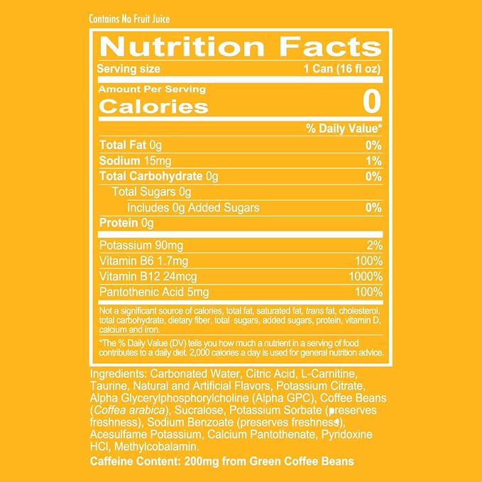 REDCON1 Energy High Performance Drink, Cali Splash - Zero Sugar Energy Drink with Alpha GPC Nootropic - 200mg of Natural Caffeine from Green Coffee Beans - Vitamin B6, B12 & B5 to Boost Mood (12 ct)