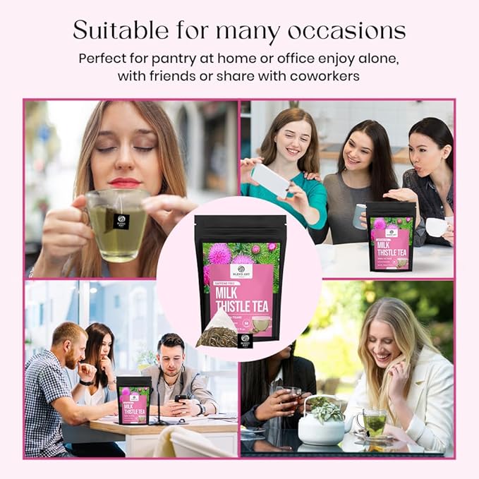 Blendart Milk Thistle Tea Bags 30 Count | Liver Detox & Cleanse Support Herbal Tea | 100% Natural Caffeine-Free Tea for Liver Health, Digestion & Immunity | Detox Herbal Tea for Men & Wome