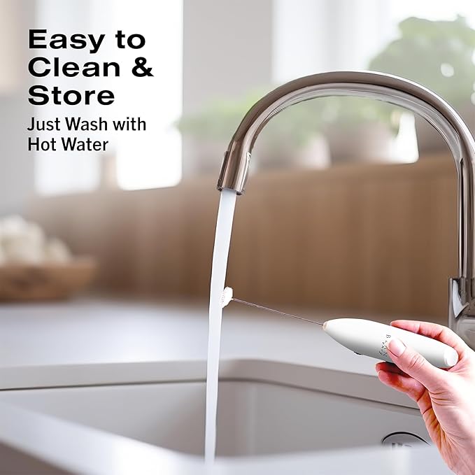 Bean Envy Milk Frother Handheld for Coffee - Electric Hand Blender, Mini Drink Mixer Whisk & Coffee Foamer Wand with Stand for Lattes, Cappuccino, Matcha and Hot Chocolate - Kitchen Gifts - White