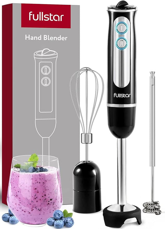 fullstar Immersion Blender Set, 9-Speed 500W Handheld Electric Hand Mixer, Smoothie Blender (3-in-1, Black)