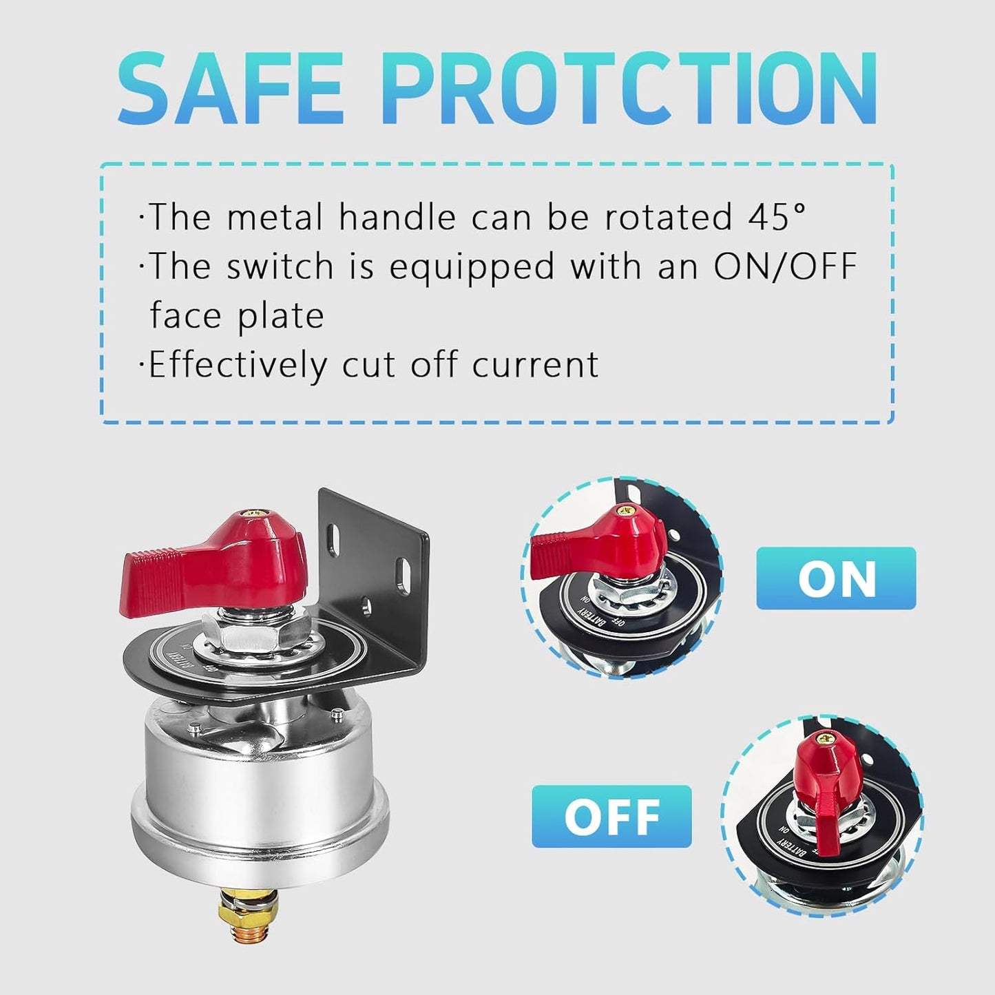 High Current Battery Disconnect Switch 200A,12-48V Battery Power Cut Off Isolator Switch with Face Plate for Car Yacht ATV RV Truck(Red)