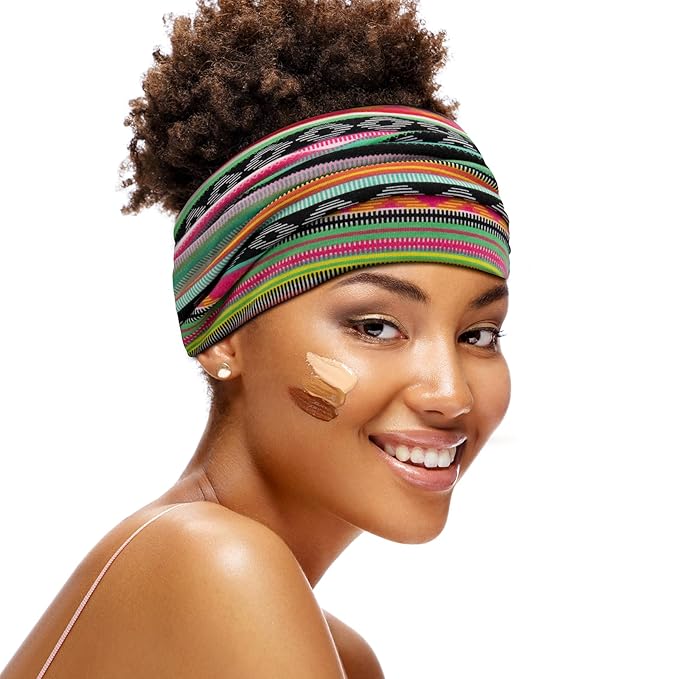 S&N Remille Wide Headbands for Women, Large Hairband, Elastic Non-Slip Headband Twist Knotted Accessories, Yoga Workout Vintage Hair 3 Pack (Colour-3)