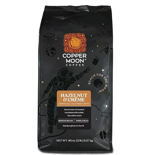 Copper Moon Medium Roast Whole Bean Coffee, Hazelnut & Cream Blend, 5 Lb