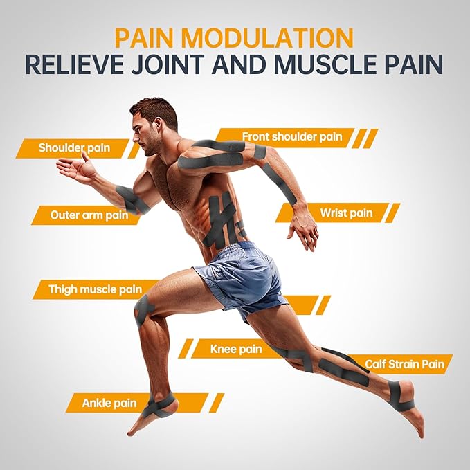 Dimora Kinesiology Tape, 80 Count Precut Strips 4 Rolls, Original Cotton, 10” Elastic Athletic Tape for Muscle Pain Relief and Joint Support, Black