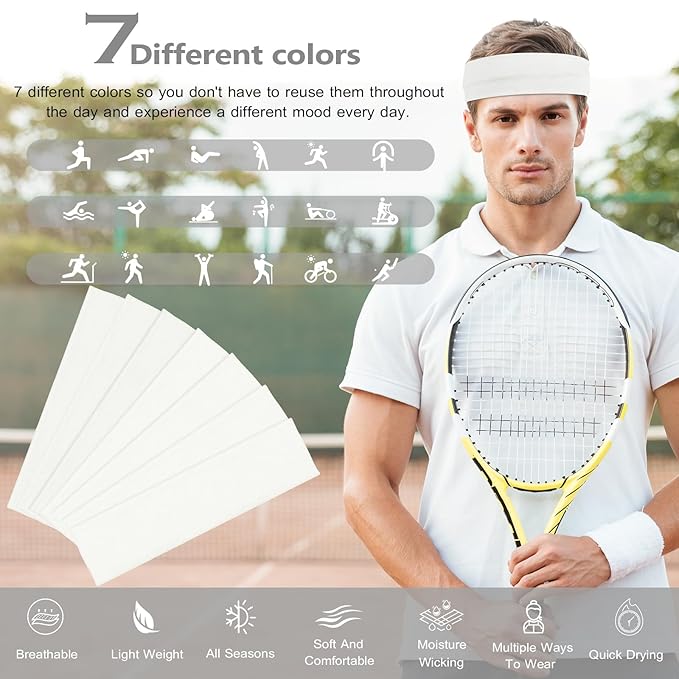 Headbands for Women Non Slip - 7PCS Fashion Sports Hair Bands for Women's Hair, Soft Cotton Cloth Stretchy Headbands for Women for Workout Yoga Running