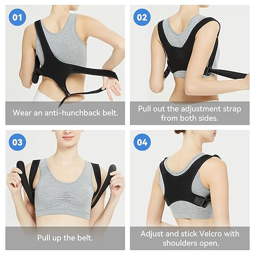 Posture Corrector for Women and Men - Adjustable Posture Corrector Women & Back Support Brace, Upper Spine Support - Neck, Shoulder, Clavicle and Back Pain Relief - Breathable