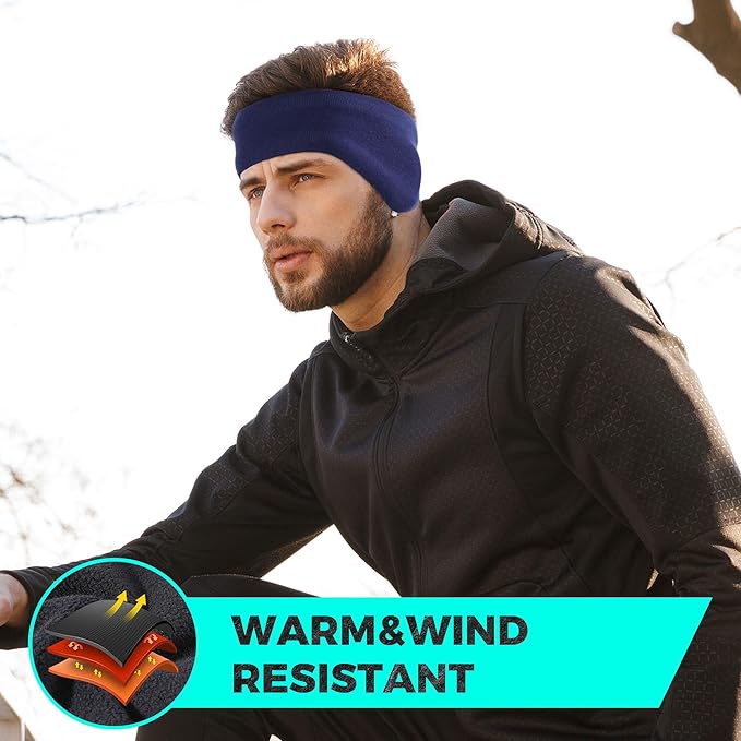WTACTFUL Winter Double-Layer Fleece Ear Warmers Muffs Headband Ear Covers for Men Women Ski Running Cycling Hiking