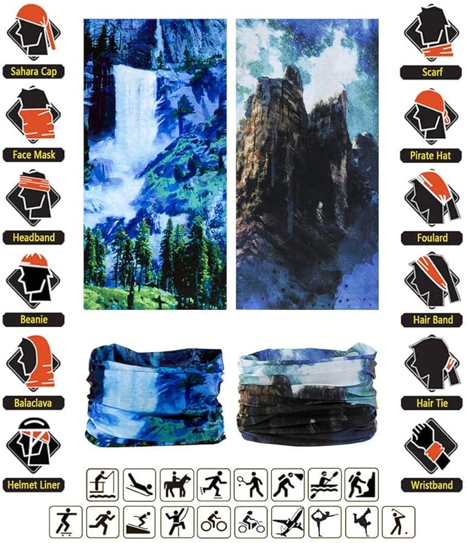 Headband Neck Gaiter Head Wrap Headwear Face Mask Magic Scarf Bandana for Men and Women