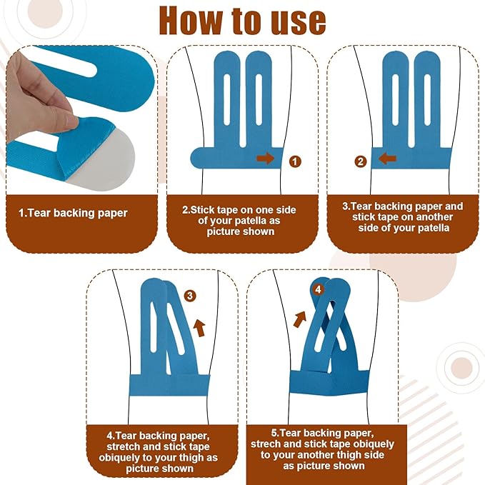 20 Pcs Precut Athletic Tape, Kinesiology Tape for Knees, Waterproof Kinetic Tape for Knee, Breathable Knee Tape for Knee Pain Relief Pre Cut,Sports Tape Athletic Kinesiology,Elastic Turf Tape Football