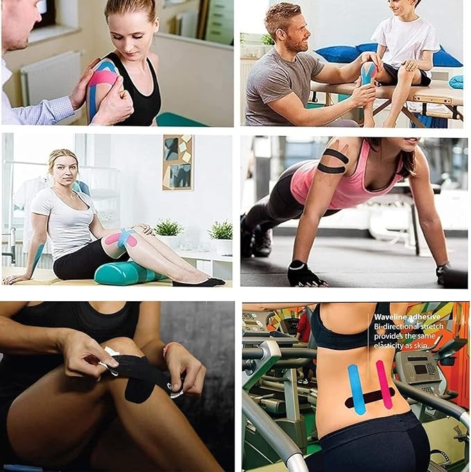 3 Rolls Kinesiology Tape Precut, Athletic Sports Tape Adhesive for Muscles Ankle Neck Knee Shoulder Promotes Recovery and Providing Support, Total 60 Precut Strips(Black)