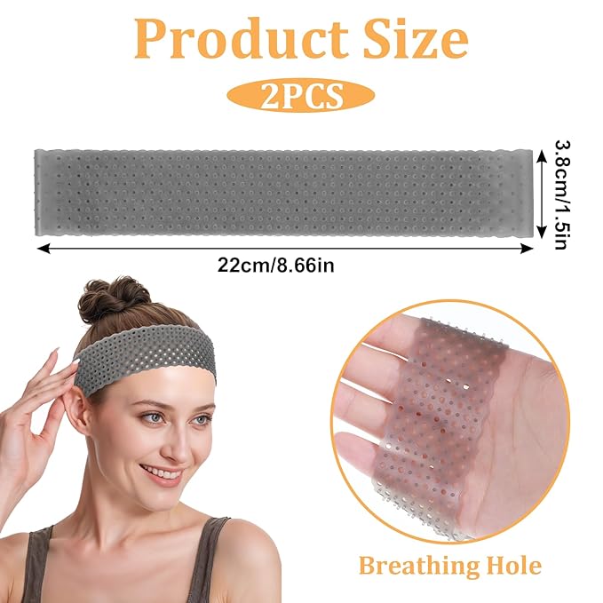 Adjustable Silicone Wig Headband Grip, 2 PCS Wig Grip Band Adjustable Elastic Fixed Non Slip Wig Straps Women Wig Bands Sweat-Proof Hold Wig Cap Hairband for Keeping Wig in Place(Black Beige)