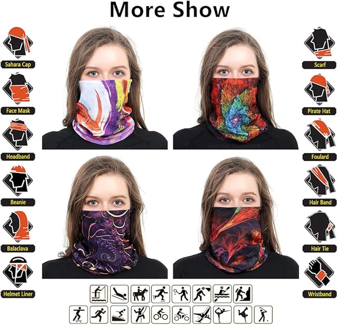 Neck Gaiter Headband Headwear Head Wrap Face Mask Magic Scarf Bandana for Men and Women