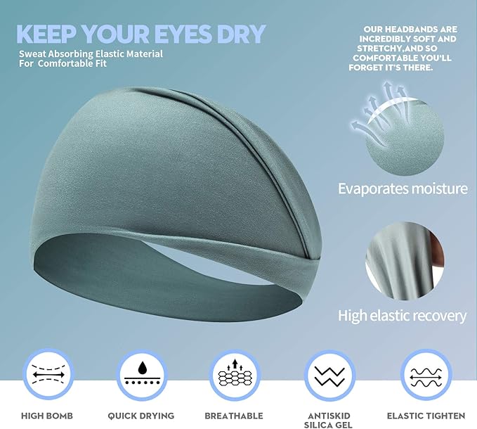 8-Pack Headbands for Women Wide Hair Band Non-Slip Head Bands for Sport Yoga, Running Fitness.