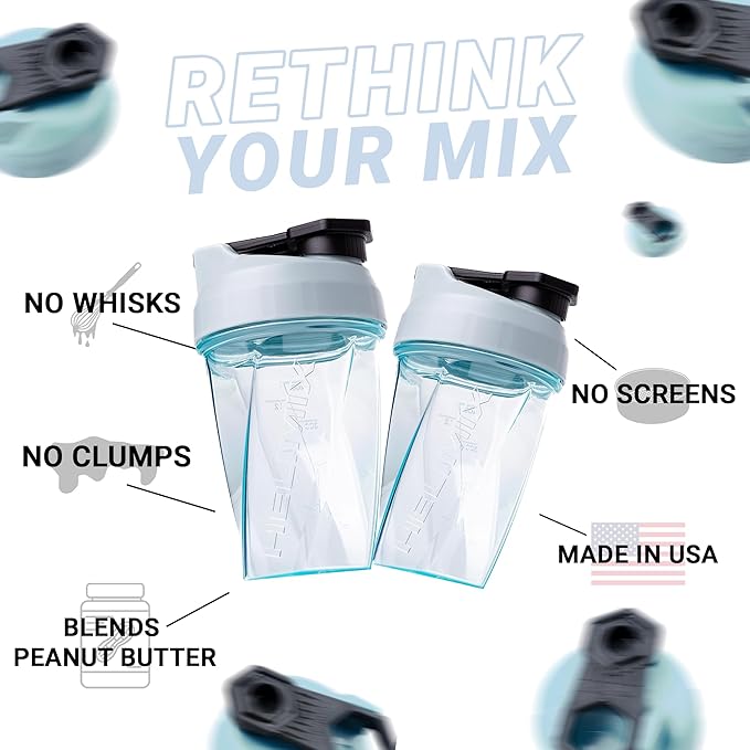 HELIMIX 1.5 Vortex Blender Shaker Bottle Holds upto 28oz | No Blending Ball or Whisk | USA Made | Portable Pre Workout Whey Protein Drink Shaker Cup | Mixes Cocktails Smoothies Shakes | Top Rack Safe