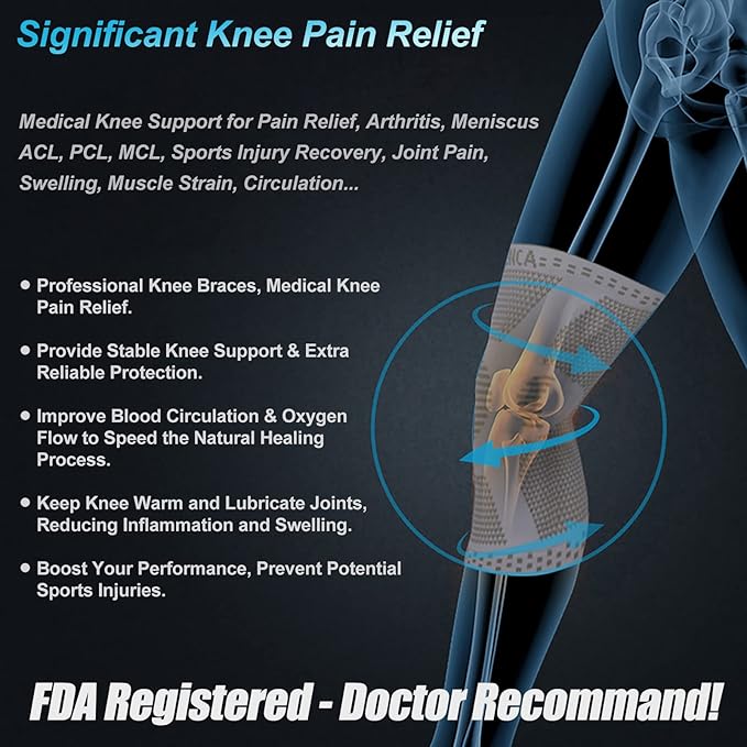 NEENCA Knee Brace for Women & Men, Medical Knee Support with Patella Pad & Side Stabilizers, Knee Compression Sleeve for Knee Pain, Meniscus Tear, ACL, Joint Pain, Runner, Workout - FSA/HSA Eligible