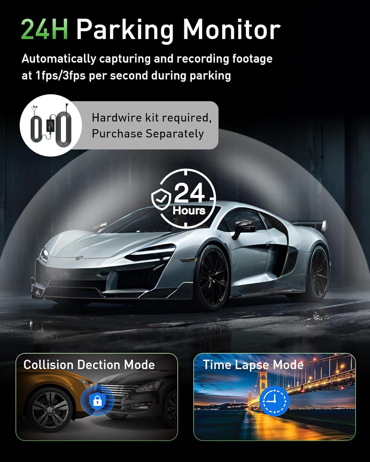 Dash Cam Front and Rear,4K+2K Dash Camera for Cars with STARVIS Sensor,Built in 5GHz Wi-Fi, Free 64GB Card Included, Dual Dashbord Dashcam,Night Vision,Emergency Lock, Parking Mode