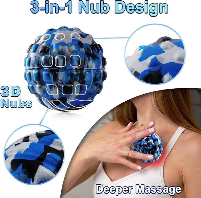 Deep Tissue Massage Ball for Exercise & Recovery - SGS Certification - Targets Back, Shoulder, Legs&Feet - Relieves Muscle Knots, Joint Pain&Tightness, Pressure Point Therapy- Myofascial Release Ball
