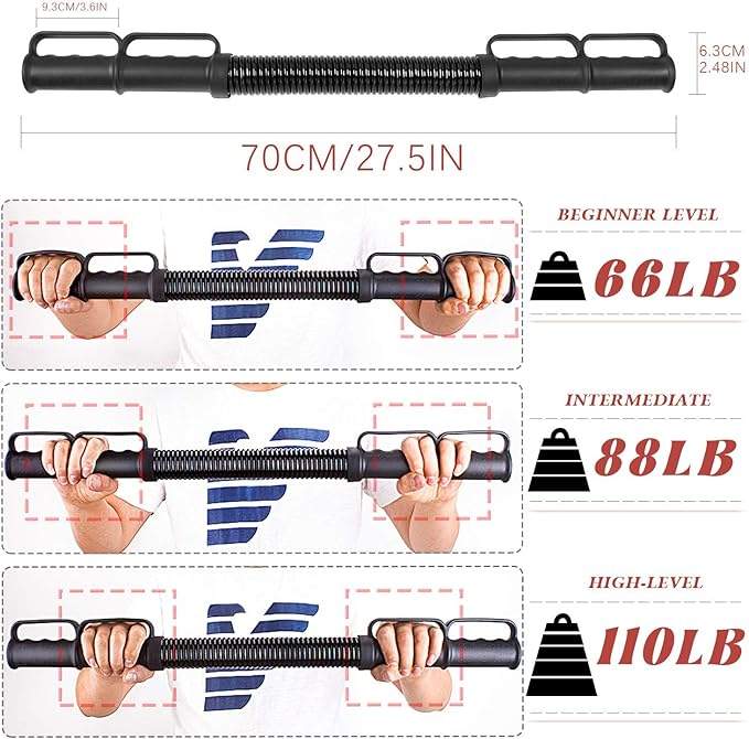 INNOLIFE Power Twister Bar, Adjustable Chest Expander, Upper Body Exercise Equipment for Chest Workout, Shoulder, Forearm, Bicep and Arm Strengthening Workout Equipment